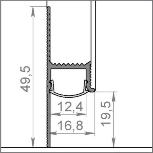 Плинтус Диал Напольный Алюминиевый 2333 Скрытый для пола с подсветкой и рассеивателем Белый