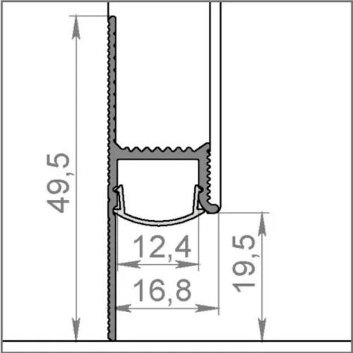 Плинтус Диал Напольный Алюминиевый 2333 Скрытый для пола с подсветкой и рассеивателем Серебро