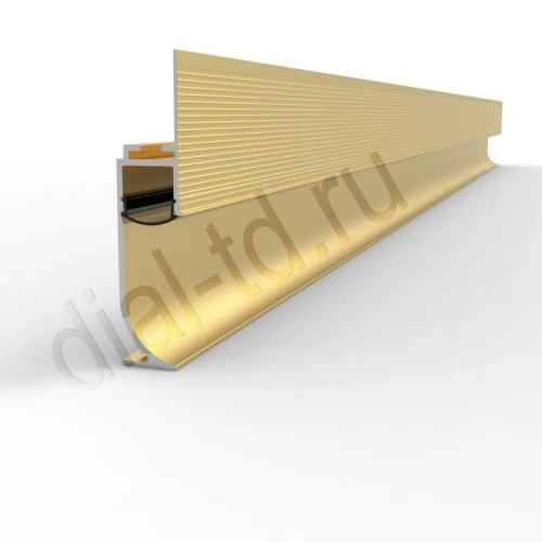 Плинтус Диал Напольный Алюминиевый 2337 Скрытый для пола с подсветкой радиусный 6 м Золото