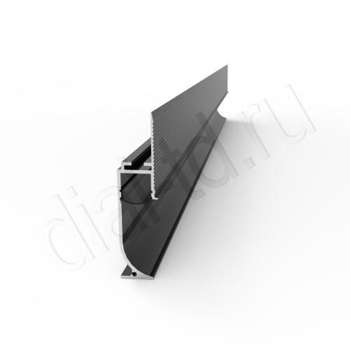 Плинтус Диал Напольный Алюминиевый 2337 Скрытый для пола с подсветкой радиусный 6м Черный