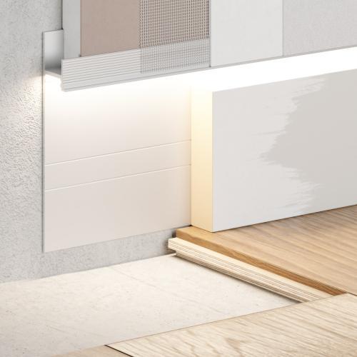 Плинтус Ликорн Скрытый плинтус / Теневой профиль С-02.2.2 Алюминиевый, со световым каналом