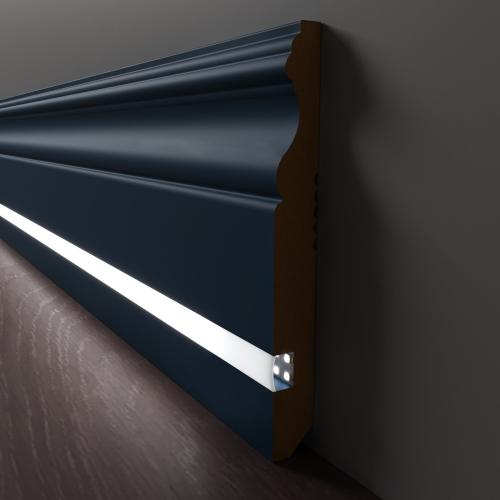 Плинтус Luxury Wood Decor c LED подсветкой Айдахо Цветной, эмаль RAL/NCS