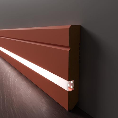 Плинтус Luxury Wood Decor c LED подсветкой Арканзас Цветной, эмаль RAL/NCS