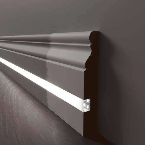 Плинтус Luxury Wood Decor c LED подсветкой Джорджия белый под покраску