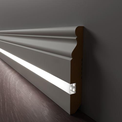 Плинтус Luxury Wood Decor c LED подсветкой Джорджия Цветной, эмаль RAL/NCS