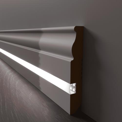 Плинтус Luxury Wood Decor c LED подсветкой Флорида белый под покраску