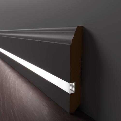 Плинтус Luxury Wood Decor c LED подсветкой Индиана Цветной, эмаль RAL/NCS