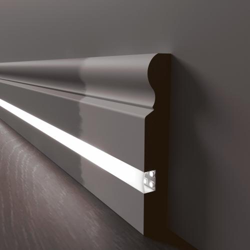 Плинтус Luxury Wood Decor c LED подсветкой Калифорния белый под покраску