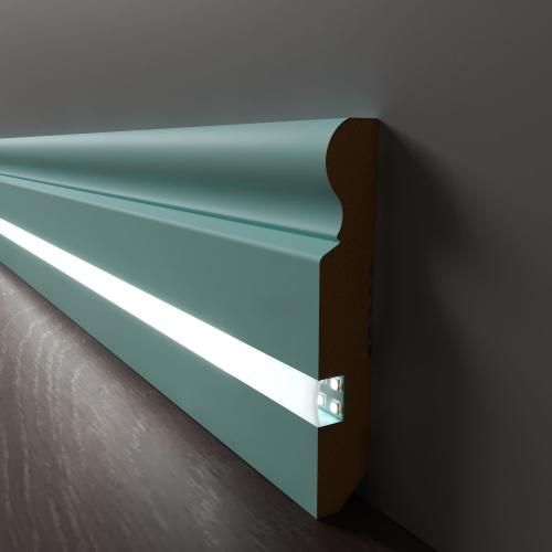 Плинтус Luxury Wood Decor c LED подсветкой Калифорния Цветной, эмаль RAL/NCS