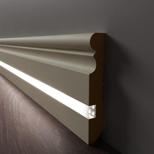 Плинтус Luxury Wood Decor c LED подсветкой Каролина Цветной, эмаль RAL/NCS