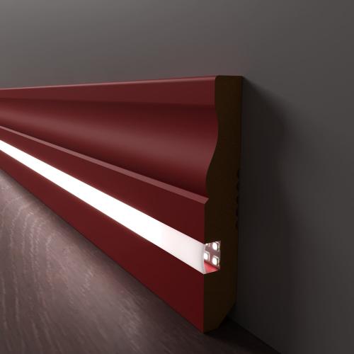Плинтус Luxury Wood Decor c LED подсветкой Луизиана Цветной, эмаль RAL/NCS