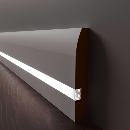 Плинтус Luxury Wood Decor c LED подсветкой Мериленд Белый финишная эмаль