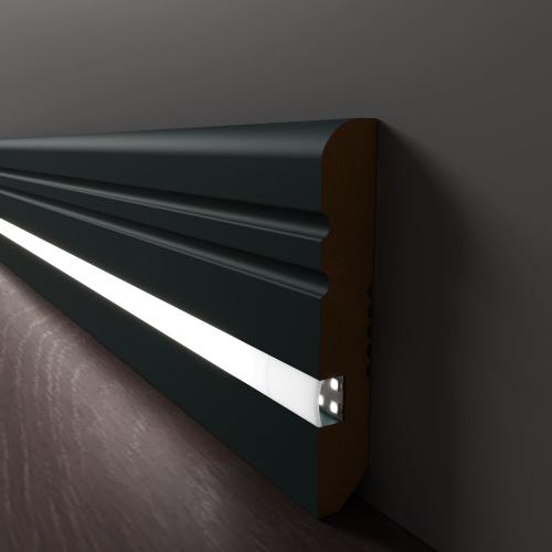 Плинтус Luxury Wood Decor c LED подсветкой Мичиган Цветной, эмаль RAL/NCS