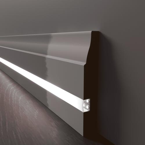 Плинтус Luxury Wood Decor c LED подсветкой Миссури белый под покраску