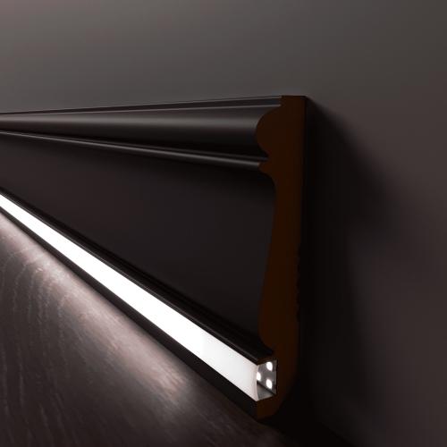 Плинтус Luxury Wood Decor c LED подсветкой Монтана Цветной, эмаль RAL/NCS