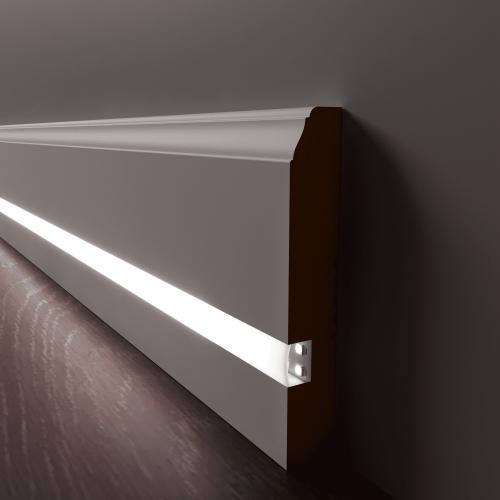 Плинтус Luxury Wood Decor c LED подсветкой Нью Джерси Белый финишная эмаль