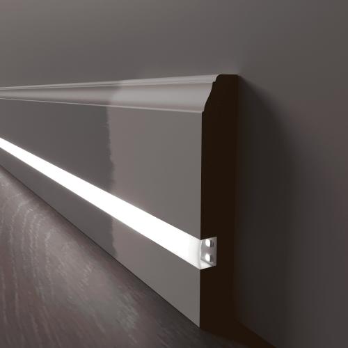 Плинтус Luxury Wood Decor c LED подсветкой Нью Джерси белый под покраску