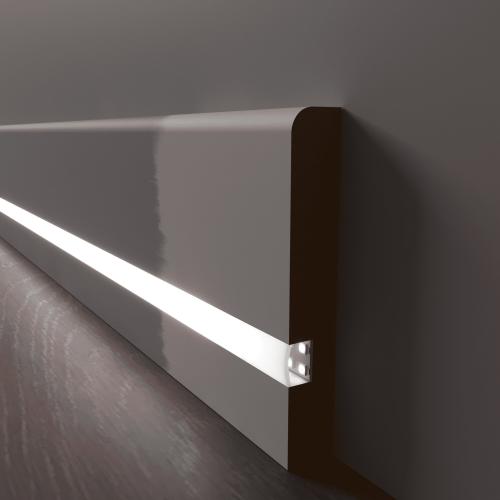 Плинтус Luxury Wood Decor c LED подсветкой Техас белый под покраску