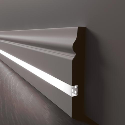 Плинтус Luxury Wood Decor c LED подсветкой Теннесси Белый финишная эмаль