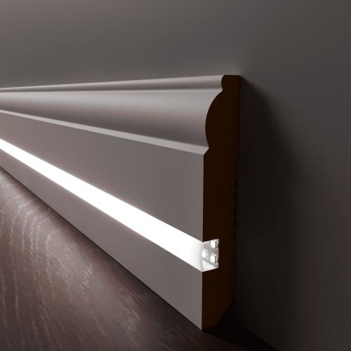 Плинтус Luxury Wood Decor c LED подсветкой Вашингтон Белый финишная эмаль
