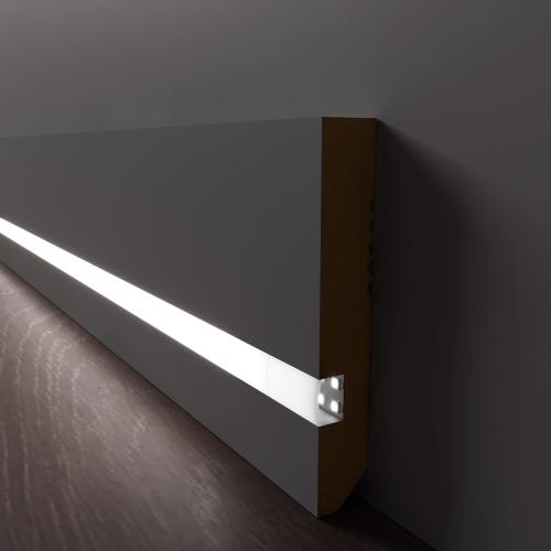 Плинтус Luxury Wood Decor c LED подсветкой Висконсин Цветной, эмаль RAL/NCS