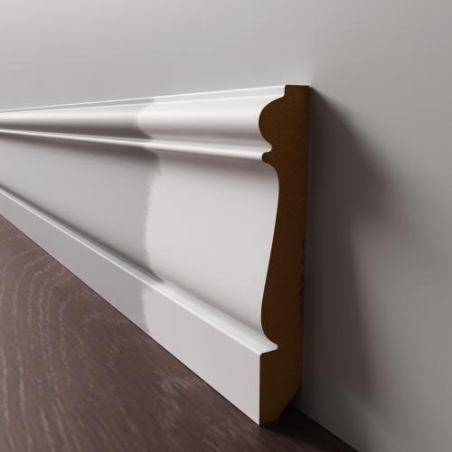Плинтус Luxury Wood Decor напольный МДФ Монтана белый под покраску