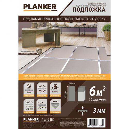 Подложка под ламинированные полы Planker листовая 3 мм